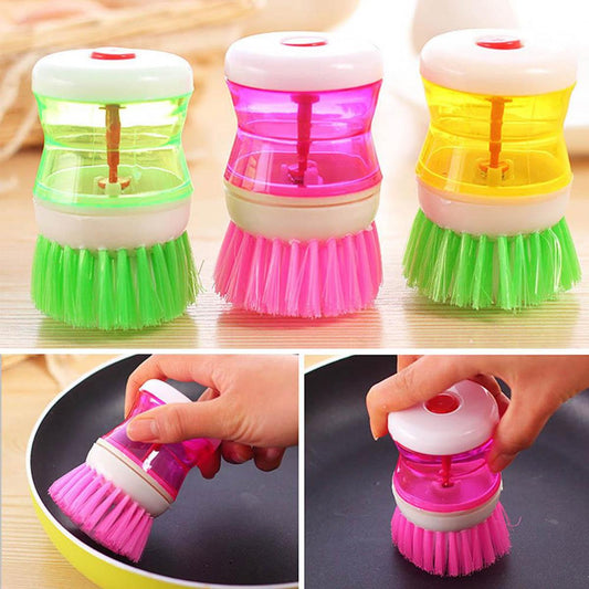 Wire Ball Dish Washing Brush, Steel Wool With Liquid With Liquid Soap Dispenser