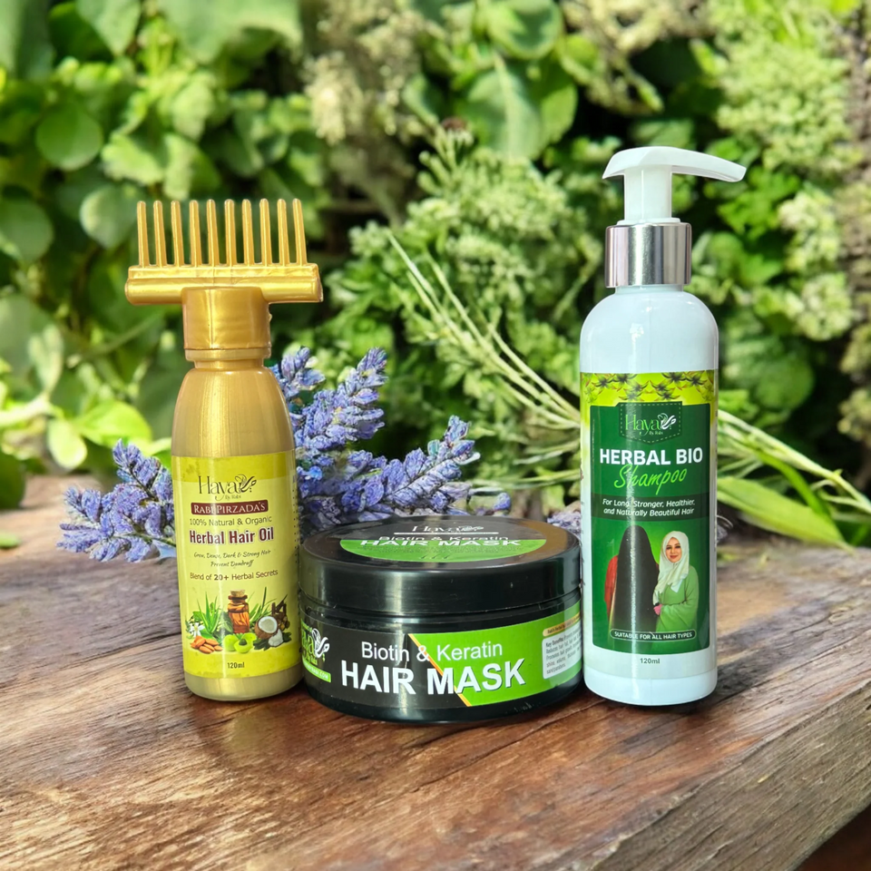 3 in 1 Hair Revival Bundle (Herbal Hair Oil + Keratin Mask + Herbal Shampoo)